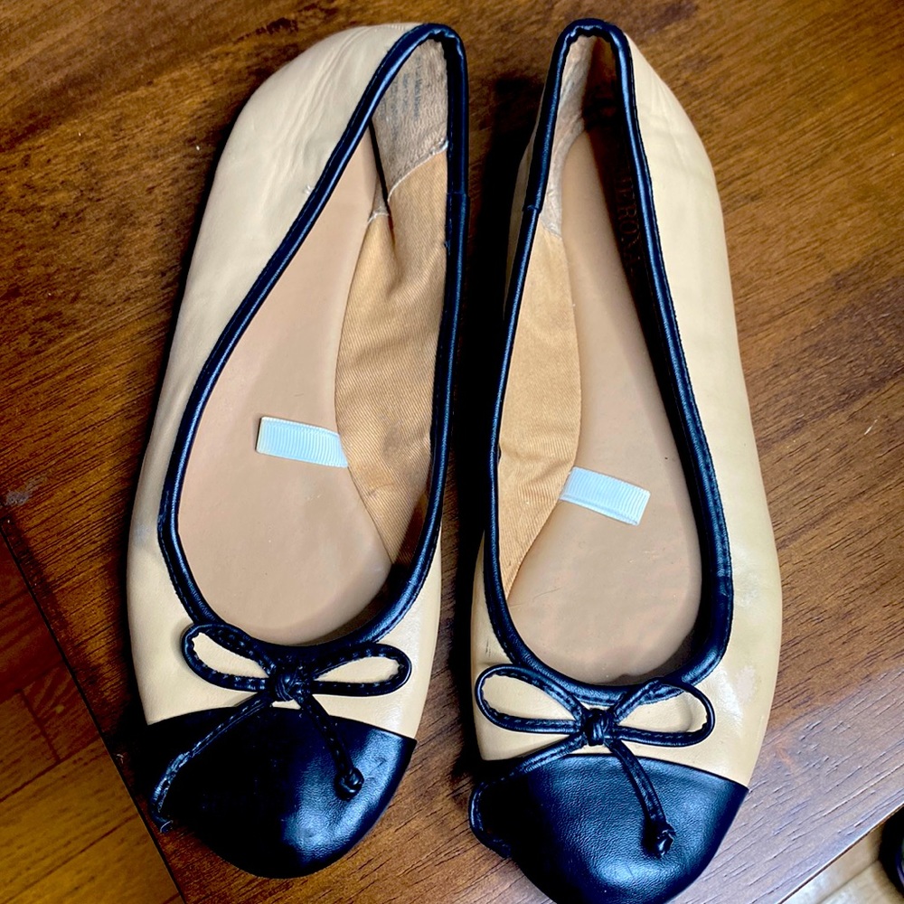 Tan and Black Ballerina Flats
